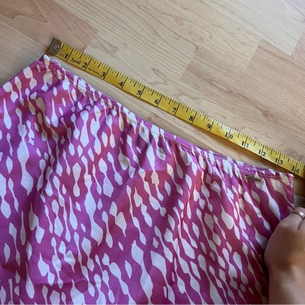 DIESEL Y2K Patterned Pink Satin Midi Skirt Size Medium - Picture 5 of 7